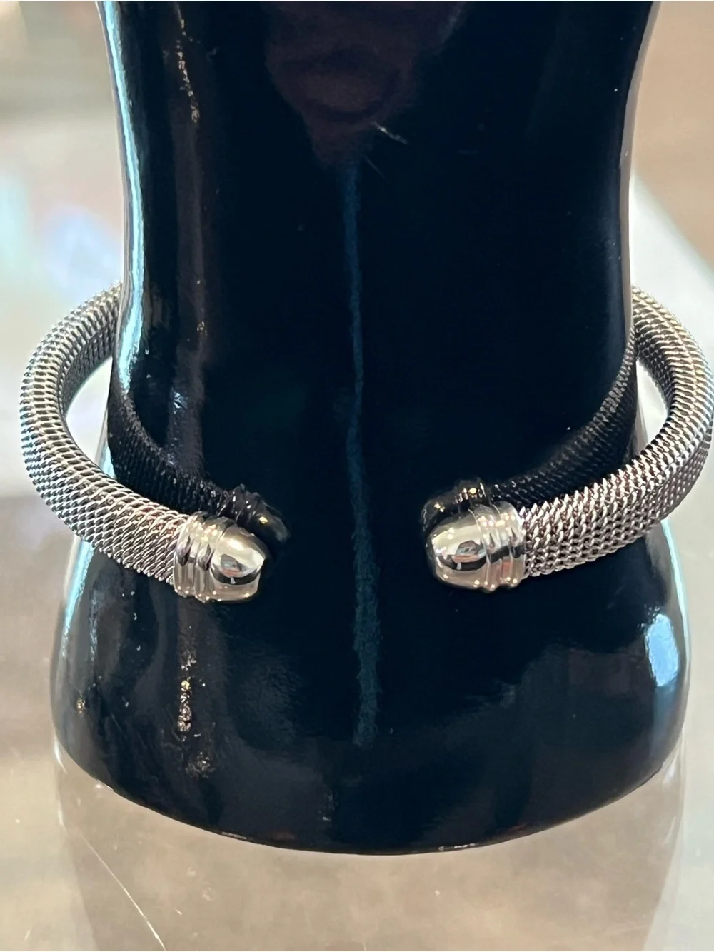 Crystal Pavé Silver tone Mesh Bracelet
